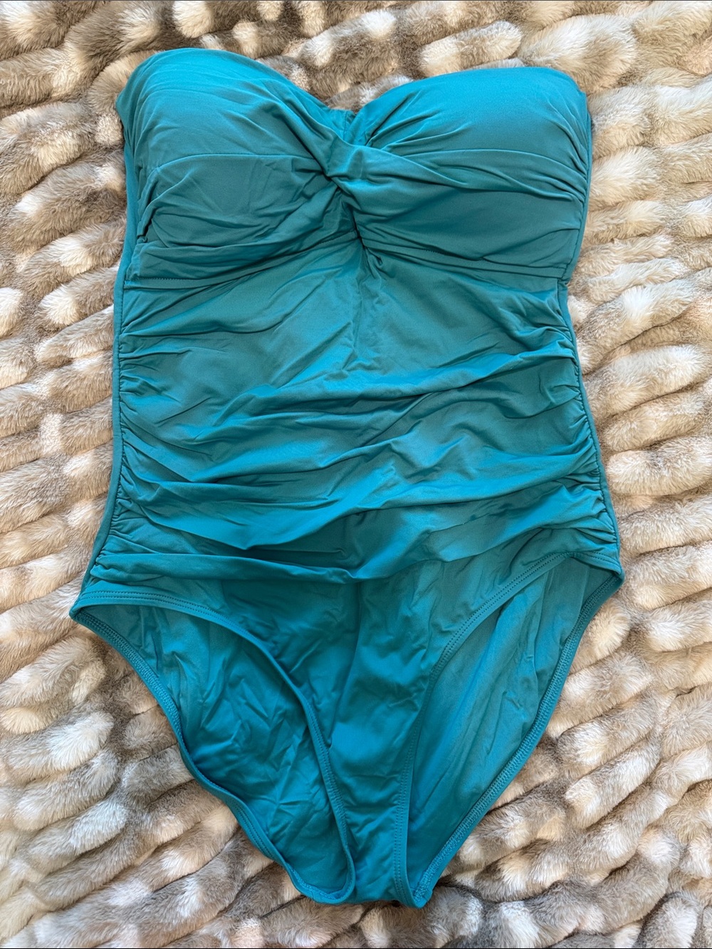 Anne Cole Teal  Bandeau One-Piece Swimsuit